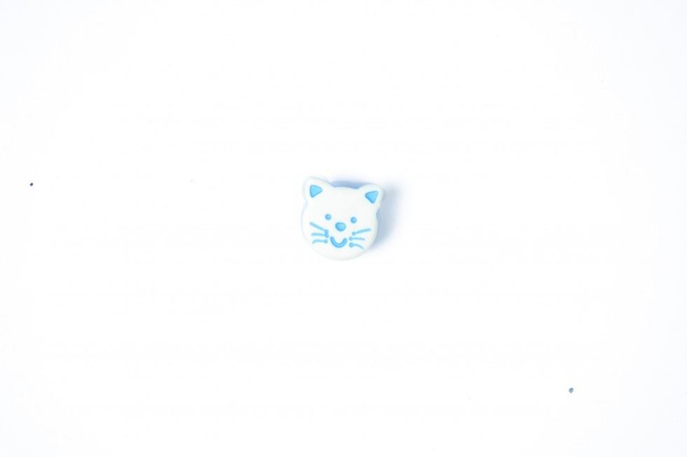 Crendon White & Light Pink Kitty Face Plastic Buttons (Value Pack)
