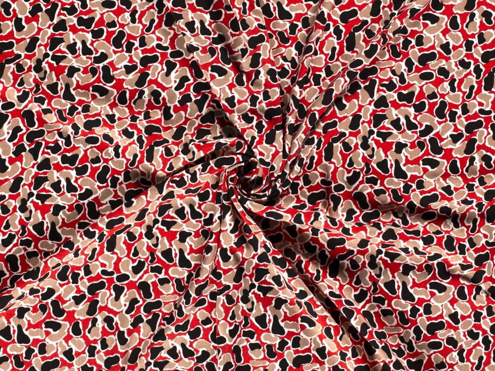 Stretch Woven Linen Look Viscose Fabric Red