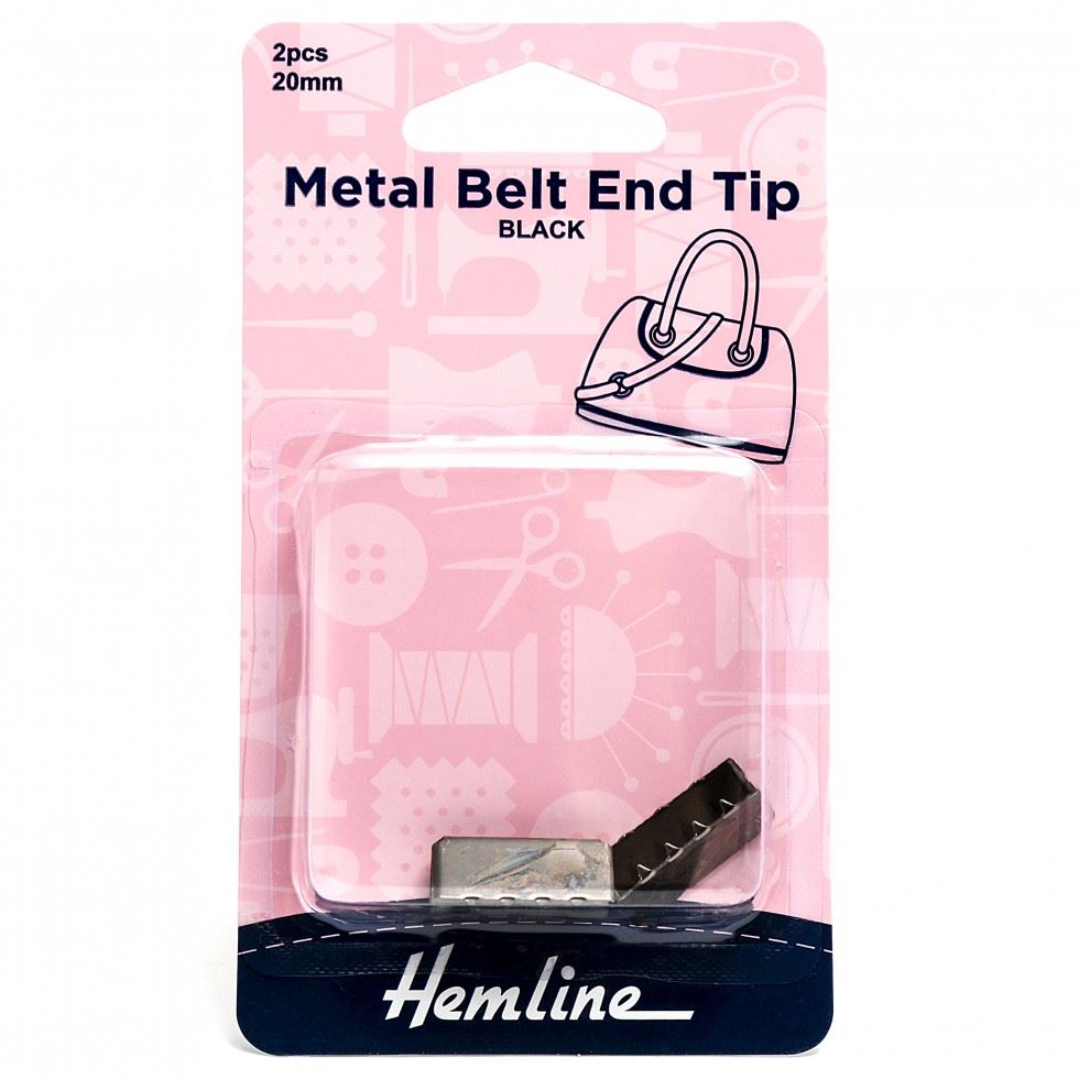 Hemline Nickel Black Metal Belt End Tips
