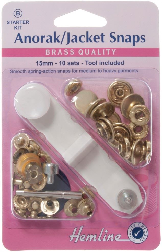 Hemline Gold Anorak Metal Snaps Kit