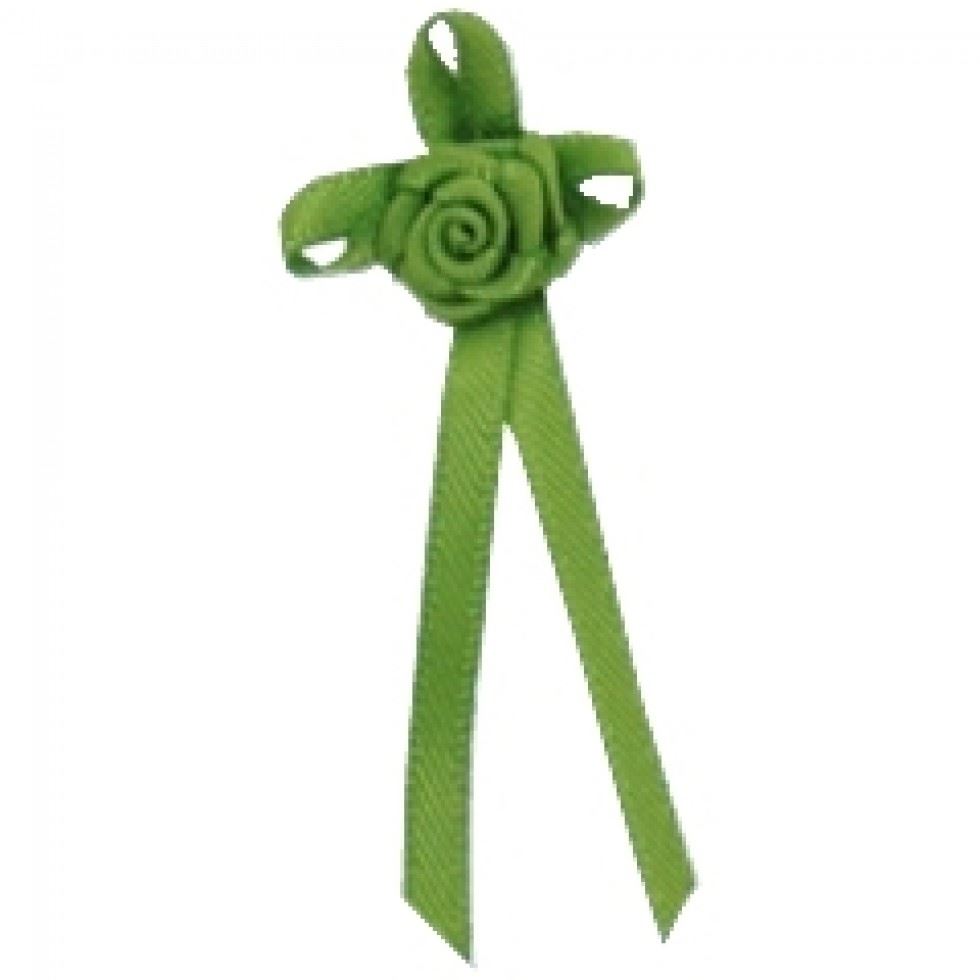 Berisfords Long Ribbon Rose Centred Bows 548 Kiwi
 