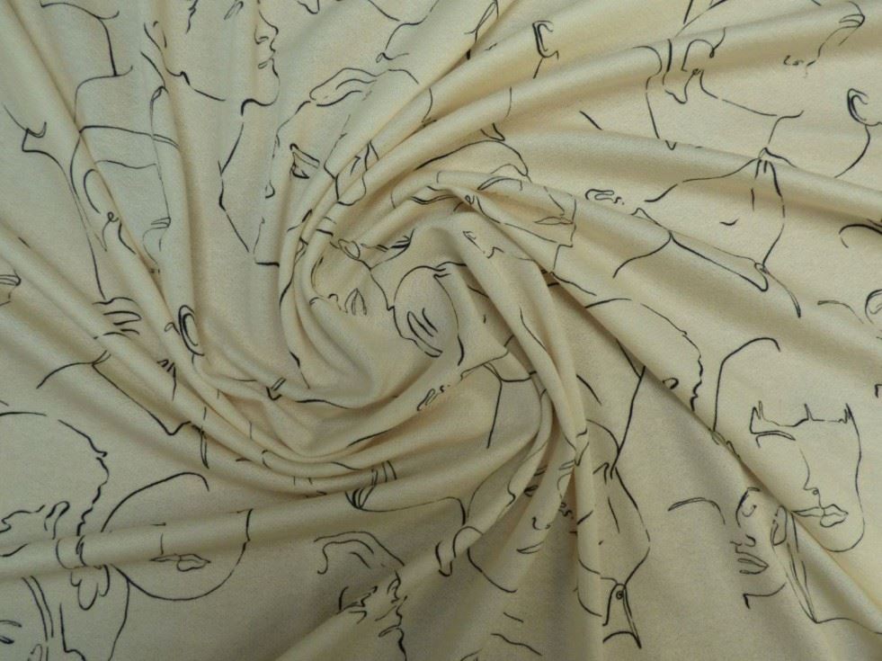 Lady Mcelroy Cream Viscose Crepe Textured Stretch Knit Fabric
