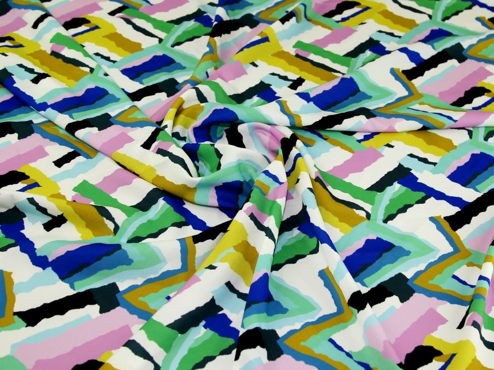 John Kaldor Blue Multi Hermione Crepe Fabric