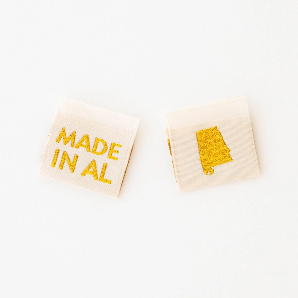Sarah Hearts Made In My State Gold Woven Labels Alabama
 