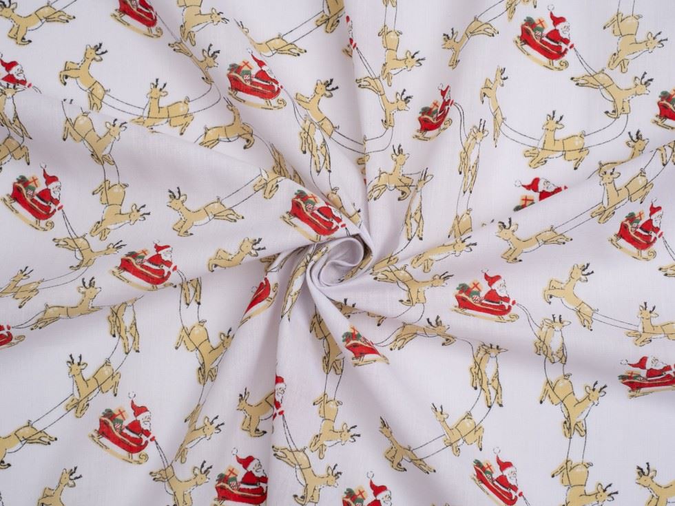 White Printed Polycotton Fabric