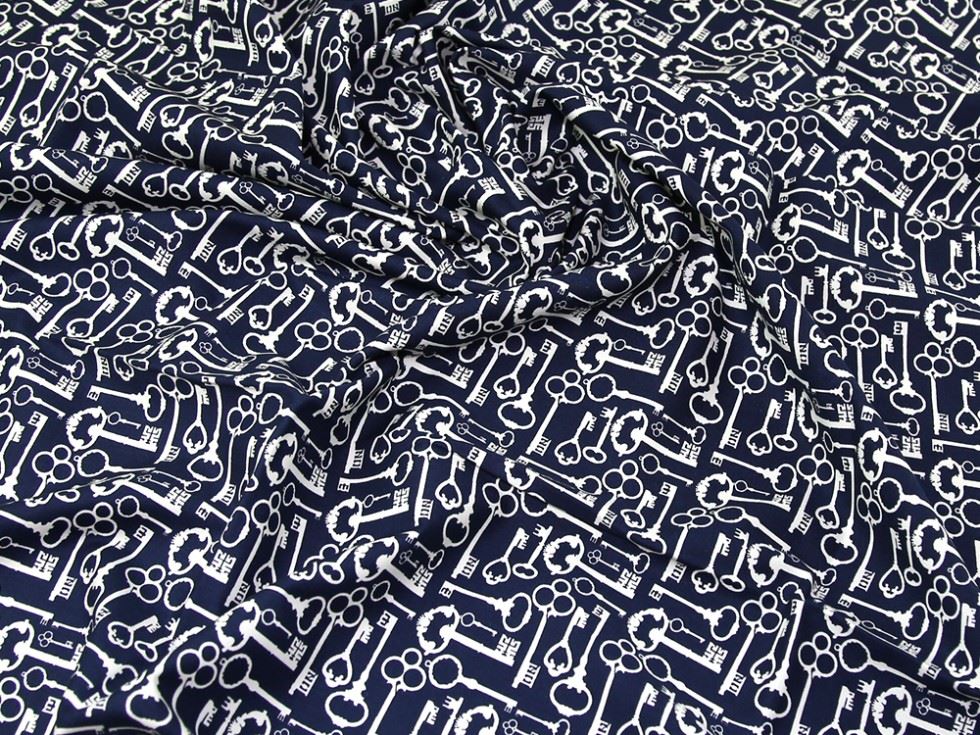 Rose and Hubble 100% Cotton Poplin Fabric Cream on Navy
 