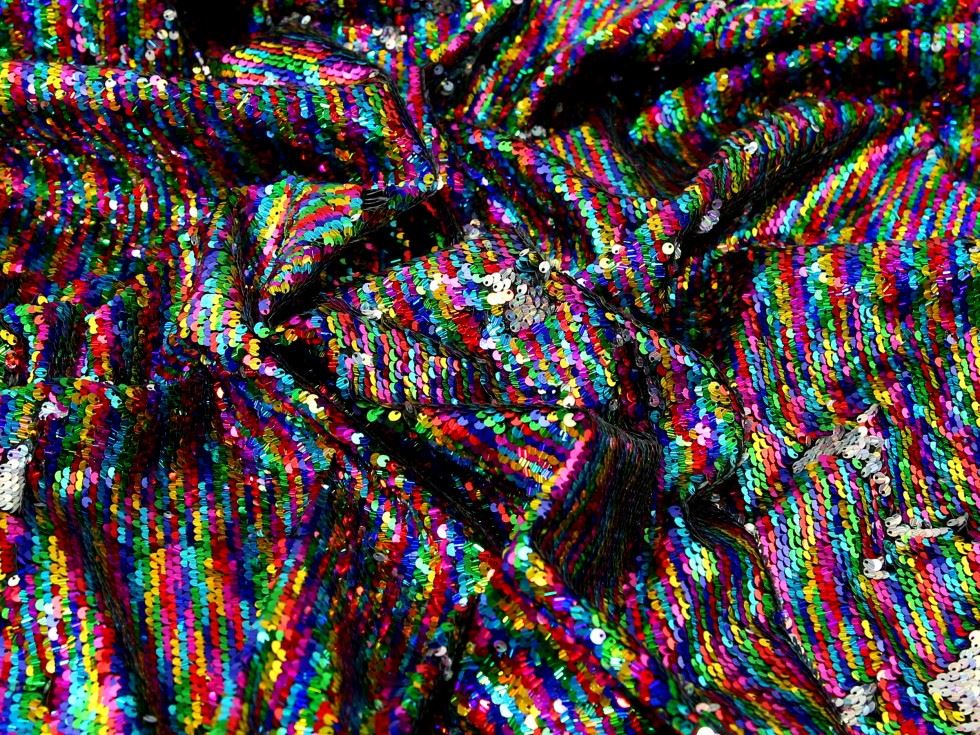 Minerva Core Range Rainbow Reversible Flip Sequin Mesh Fabric