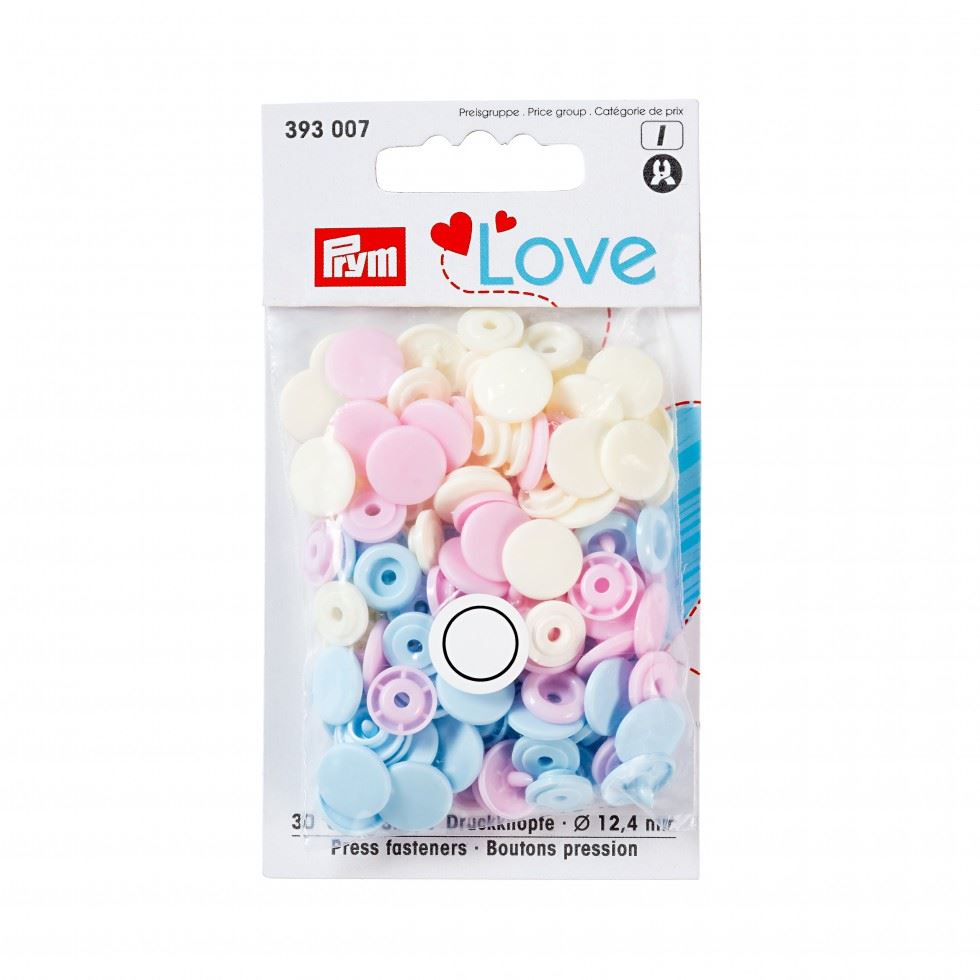 Prym Love Round Snaps Press Fasteners Pink Blue Cream
 