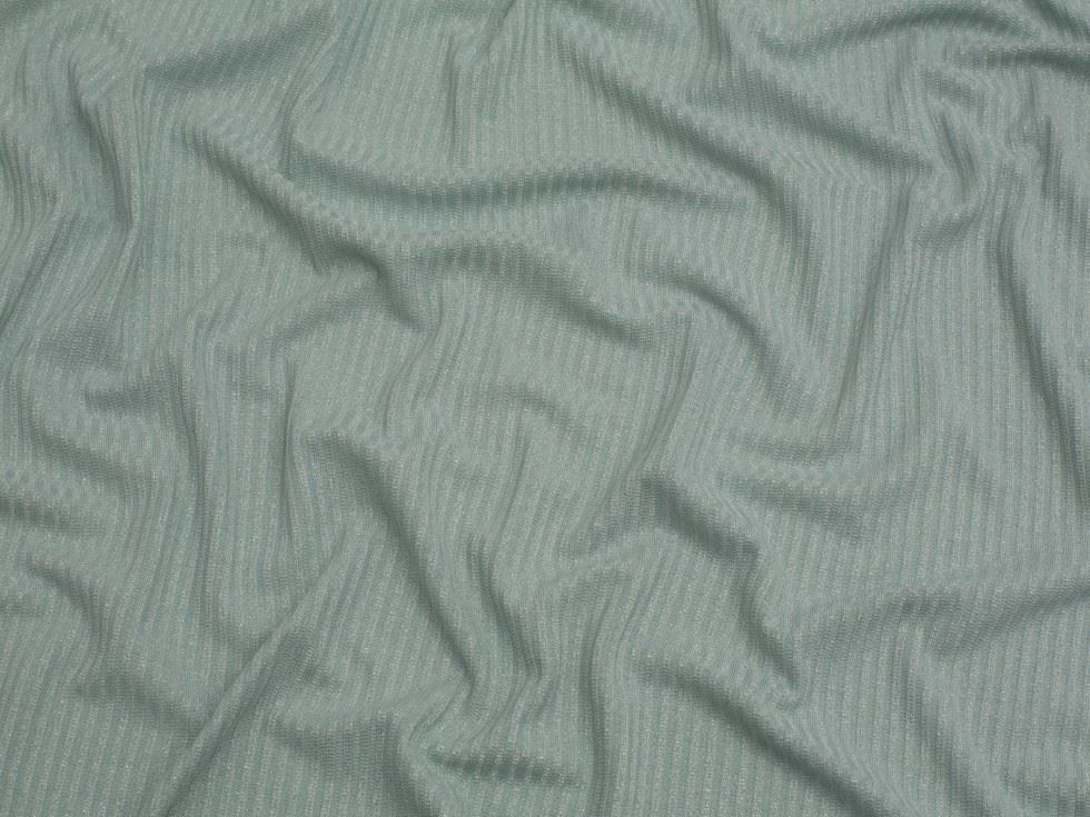 Minerva Core Range Mint & Silver Lurex Sparkle Rib Stretch Knit Fabric