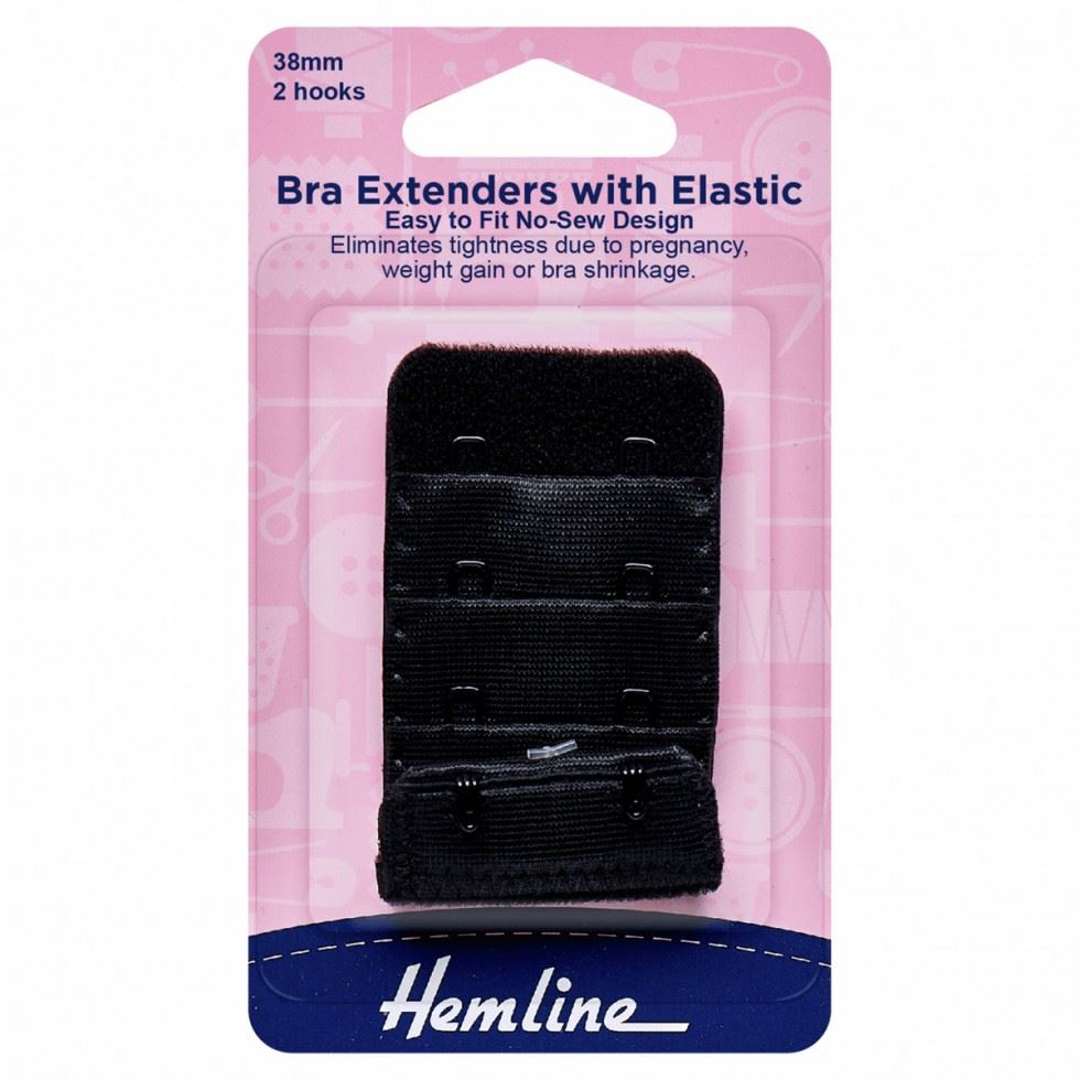 Hemline Black Bra Back Extenders