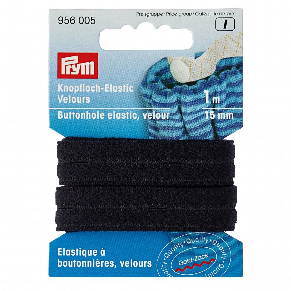Prym Black Velour Buttonhole Elastic
