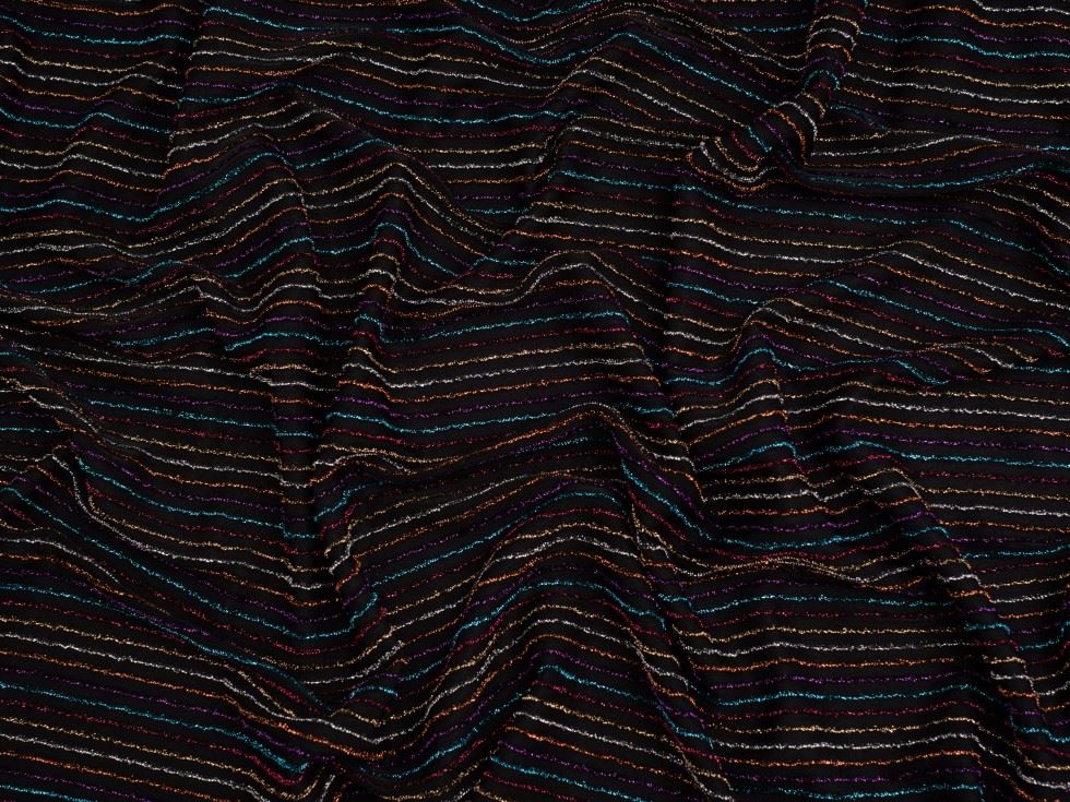 Minerva Core Range Buda Lurex Stretch Knit Fabric Rainbow