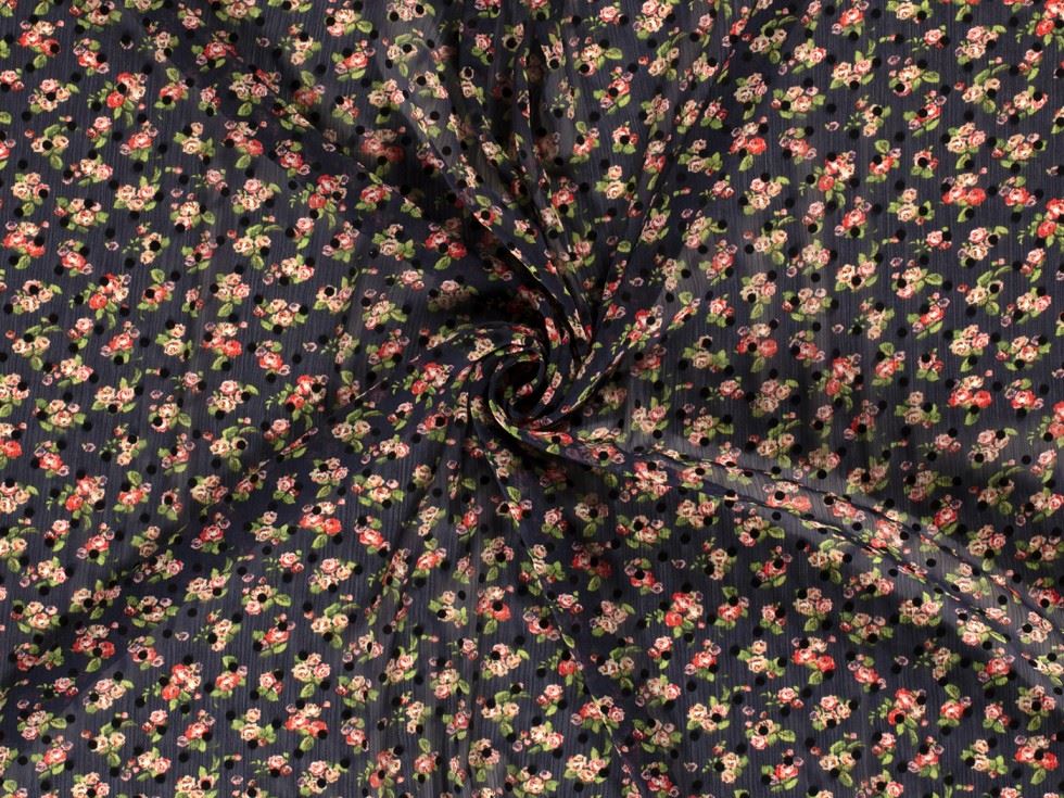 Sheer Chiffon Fabric Pink on Black
 