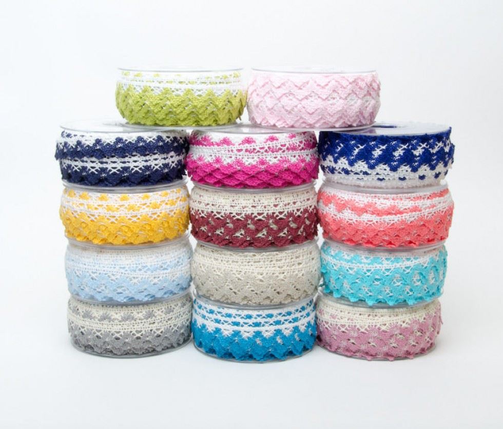 Cotton Lace Trim Sky Haze White
 