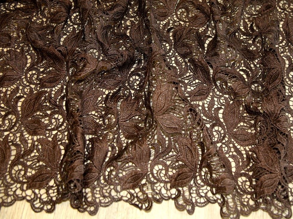 Brown Deadstock Heavy Guipure Lace Fabric