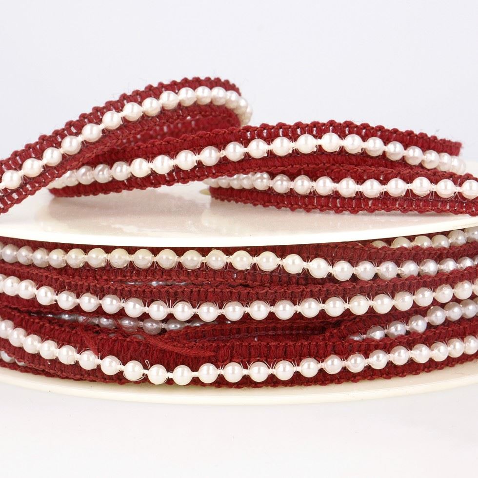 Stephanoise Beaded Braid Trim Burgundy
 