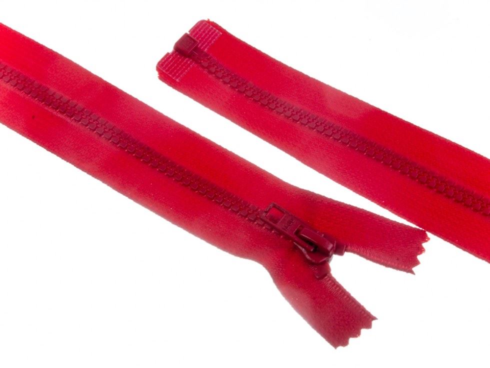 Plastic Chunky Open End Zips Red