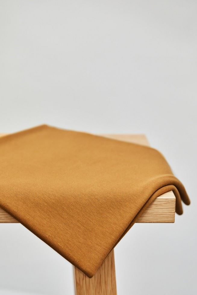 Meet Milk Mustard Two Face Code Interlock Tencel Lyocell Cotton Stretch Knit Fabric