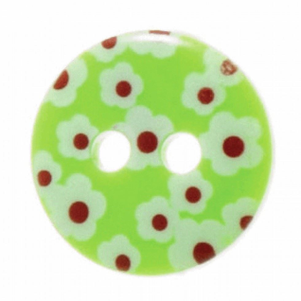 Hemline Green Round Flower Buttons
