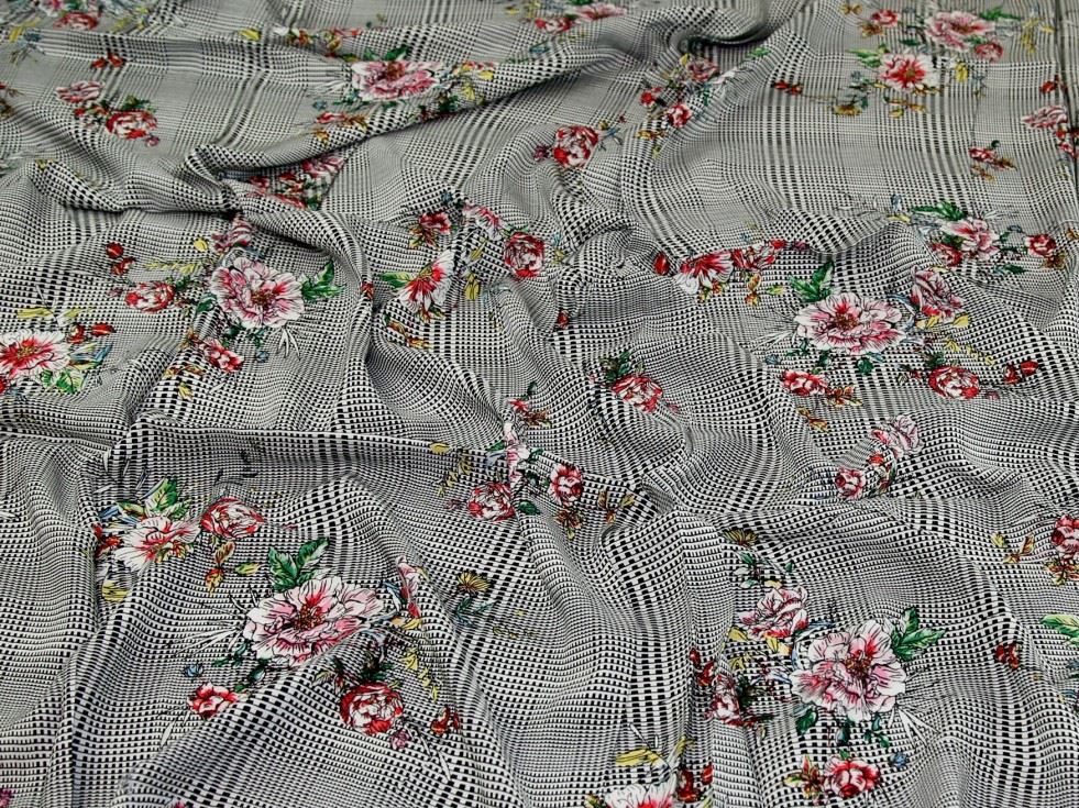 Multicoloured Deadstock Viscose Challis Fabric