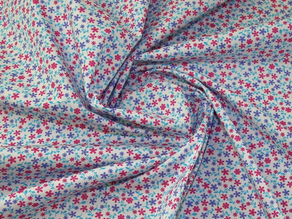 Rose and Hubble 100% Cotton Poplin Fabric Blue & Pink
 