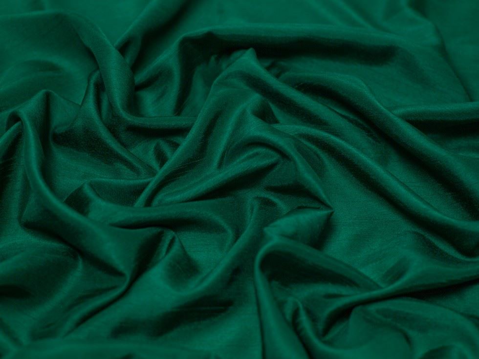 Satin Back Dupion Fabric Bottle Green
 