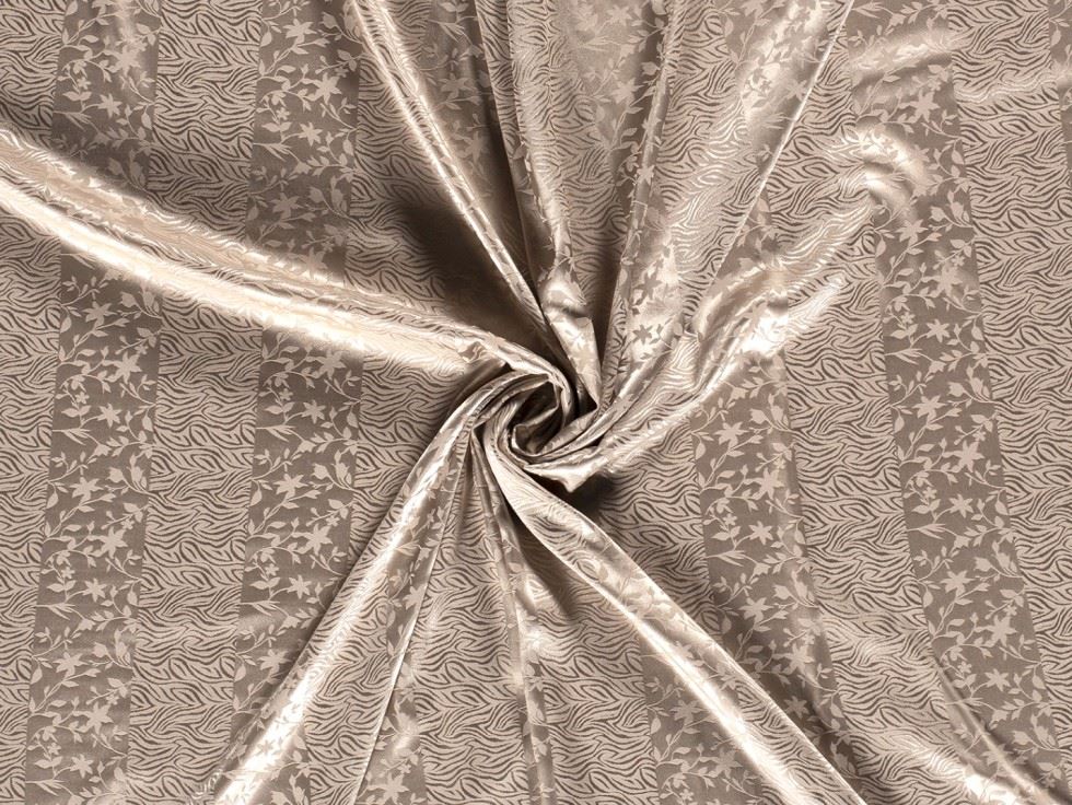Stretch Woven Satin Fabric Beige