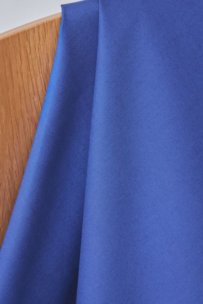 Mind The Maker Colbalt Blue Organic Trench Stretch Woven Cotton Poplin Fabric
