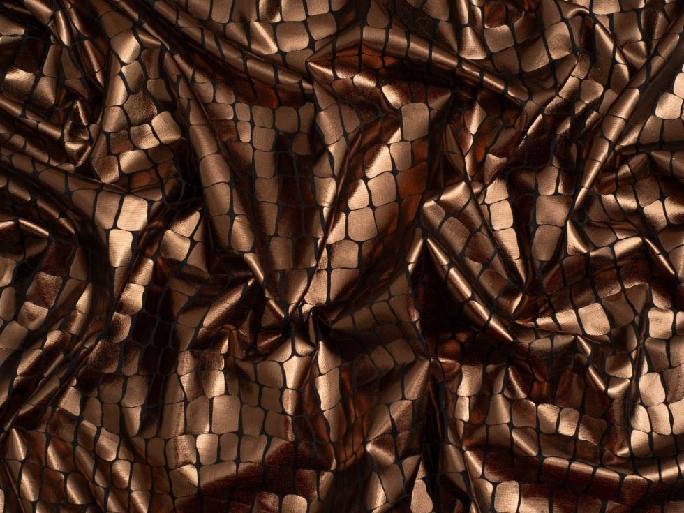 Minerva Core Range Metallic Activewear Lycra Four Way Stretch Knit Fabric Bronze
 