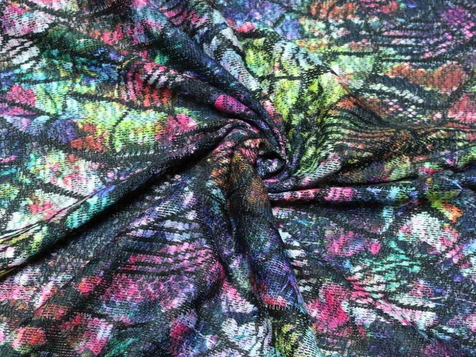 Pink Multi Deadstock Slub Sweater Knit Stretch Fabric