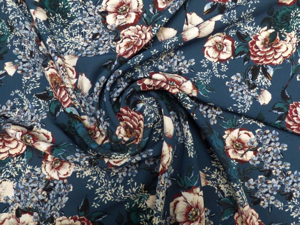 Lady Mcelroy Teal Blue Lena Crepe Fabric