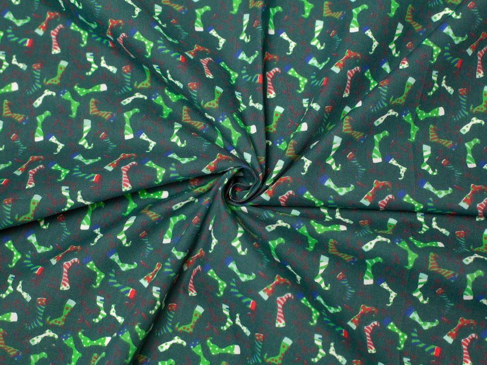 Printed Polycotton Fabric Bottle Green
 