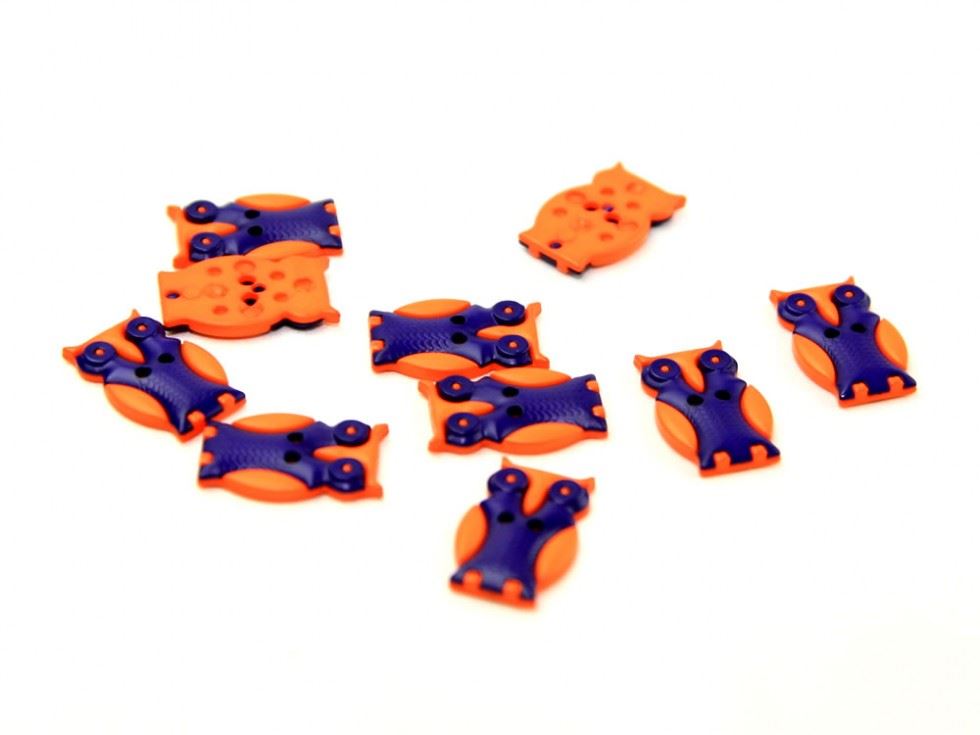 Dill Owl Buttons (Value Pack) Purple/Orange
 