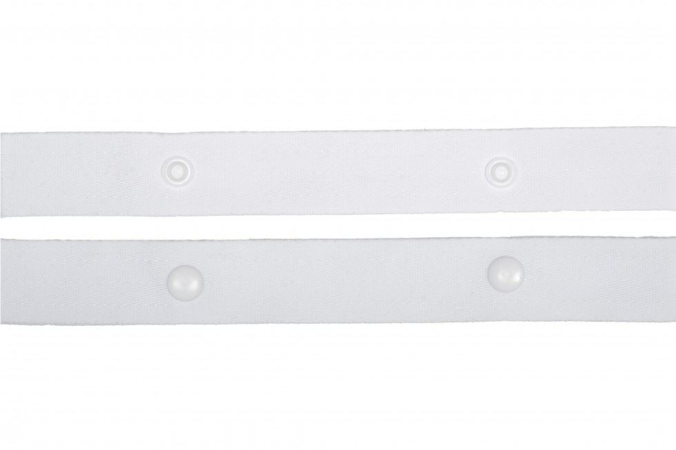 Hemline Press Fastener Snap Tape White
 