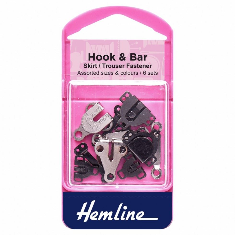 Hemline Black & Silver Hook & Bar Fasteners