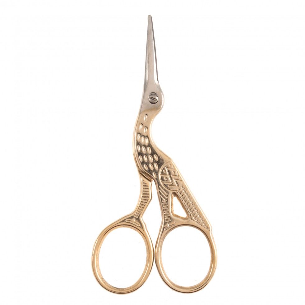 Image of Hemline Stork Embroidery Scissors Gold