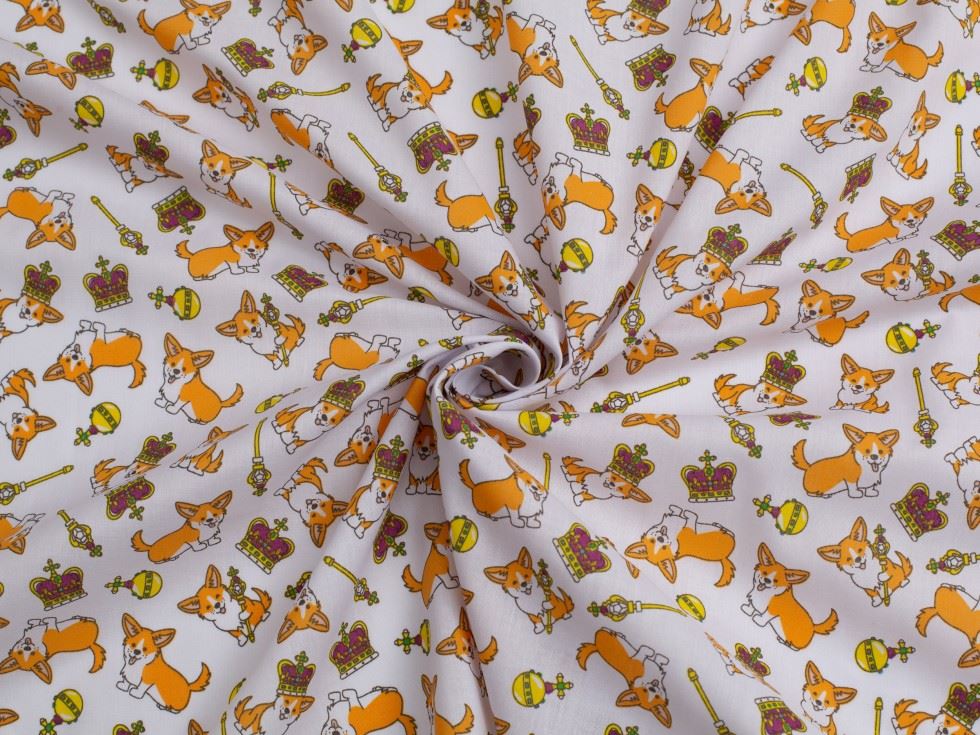 White Printed Polycotton Fabric