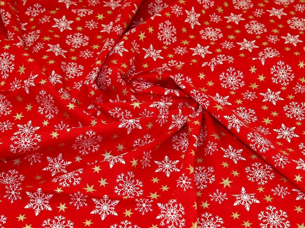 Red Deadstock Glitter 100% Cotton Fabric