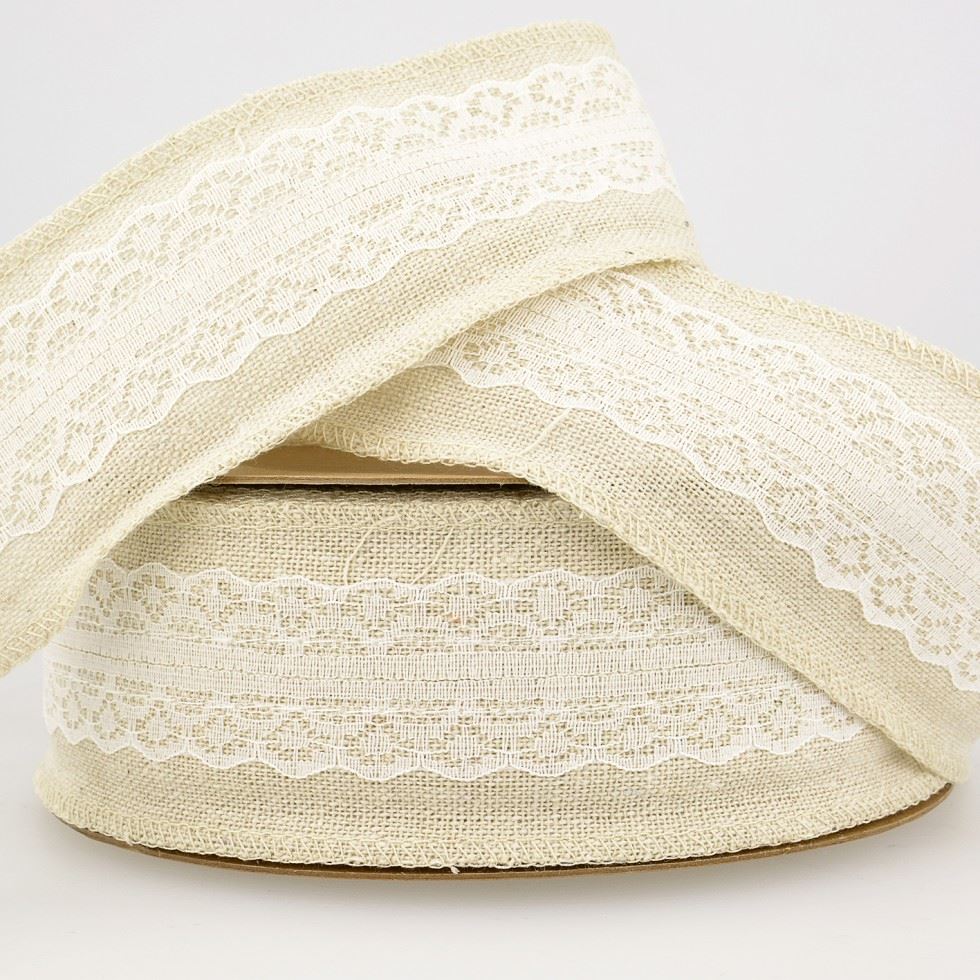 Stephanoise Linen Lace Trim Linen White