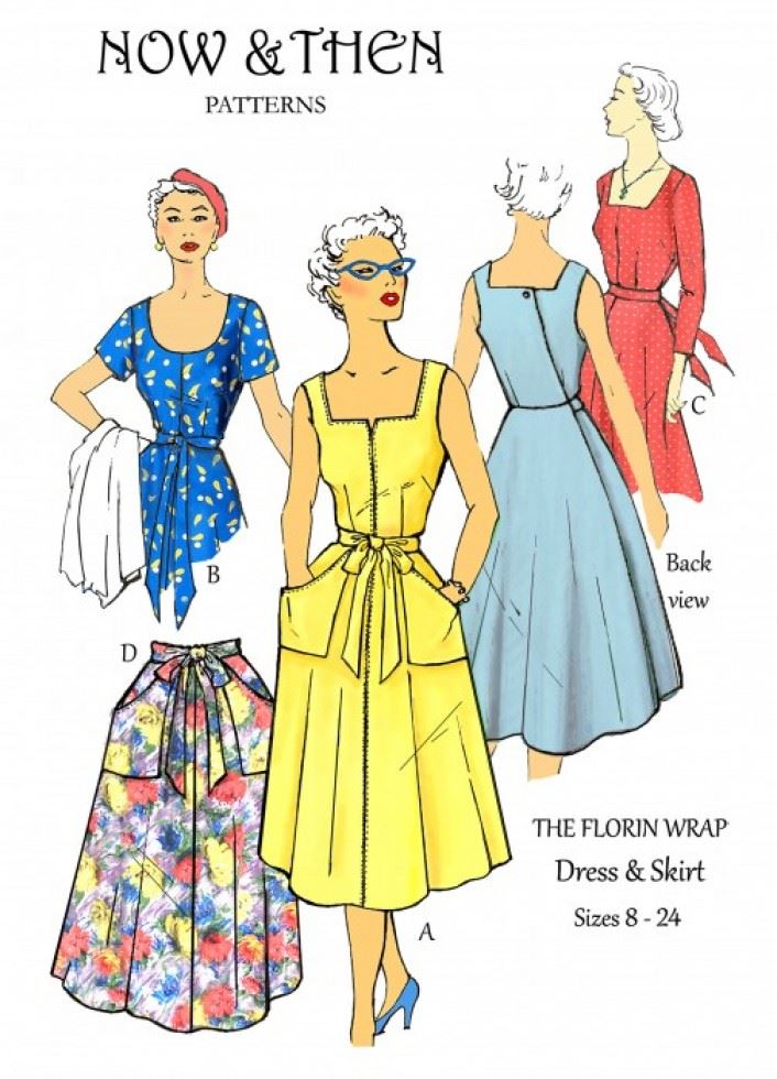 Now And Then Patterns Sewing Pattern The Florin Wrap Dress & Skirt