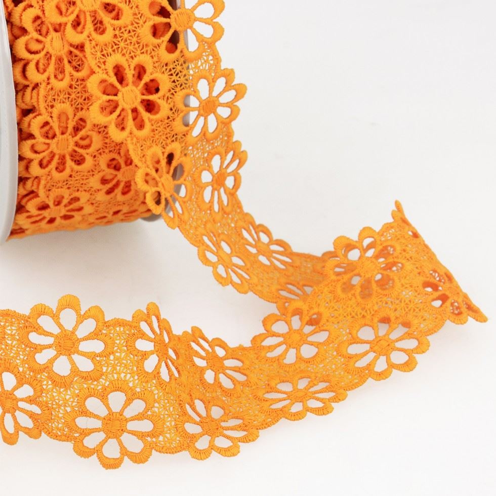 Stephanoise Guipure Lace Trim Orange
 