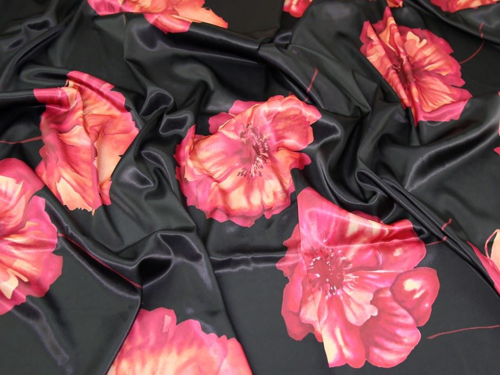 John Kaldor Black Santa Cruz Stretch Woven Satin Fabric