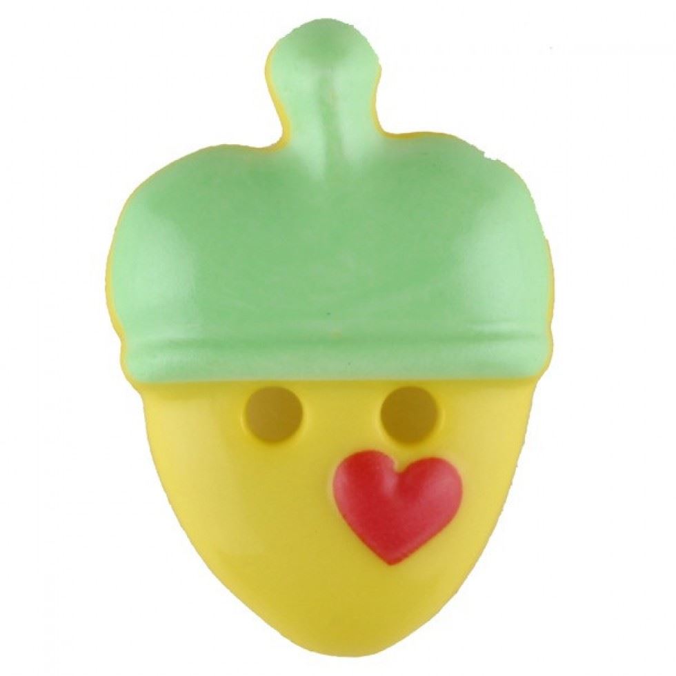Dill Green Acorn Heart Buttons (Value Pack)