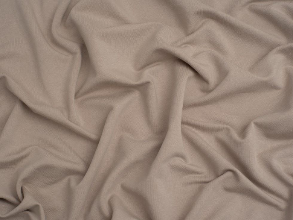 Minerva Core Range Beige Organic Loop Back French Terry Stretch Knit Fabric