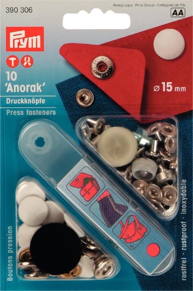 Prym White Anorak Snaps Press Fasteners