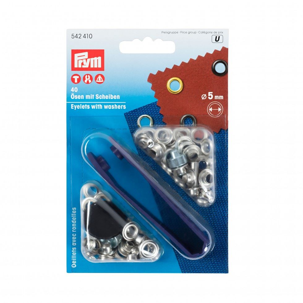 Prym Ösen mit Scheiben silber 5mm 40 Stück