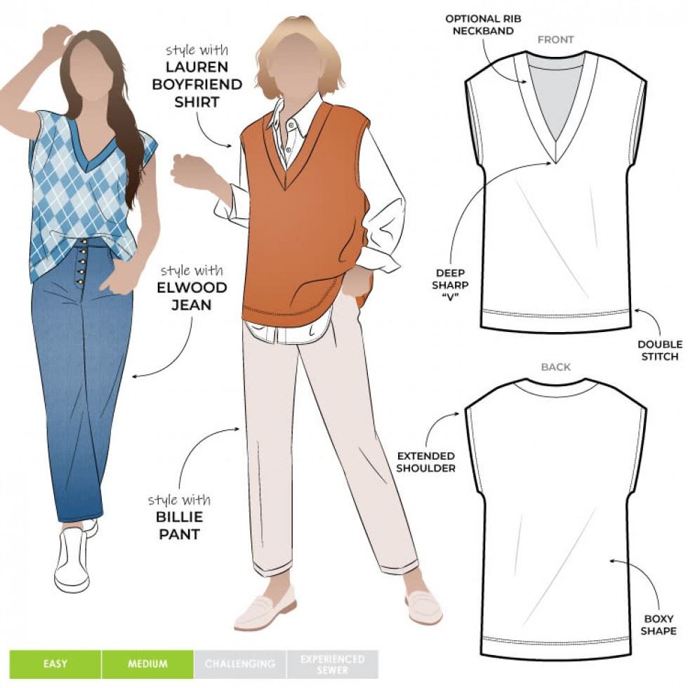 Style Arc Sewing Pattern Keith Knit Vest