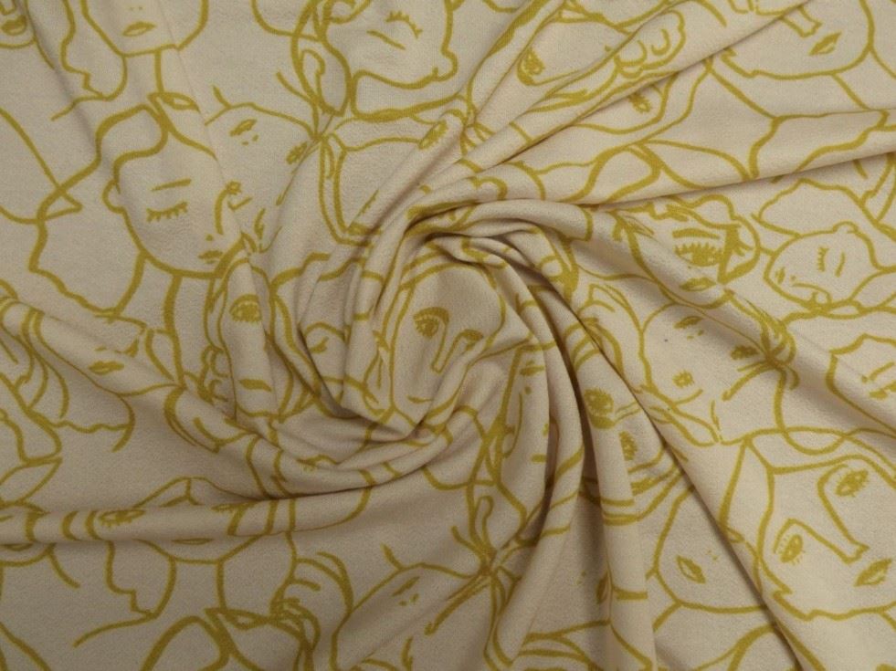 Lady Mcelroy Ochre Viscose Crepe Textured Stretch Knit Fabric