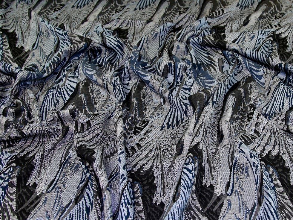 Blue & Grey Deadstock Textured Stretch Knit Fabric
