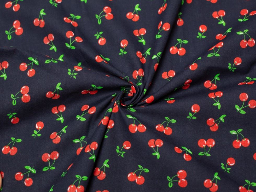 Printed Polycotton Fabric Navy Blue
 